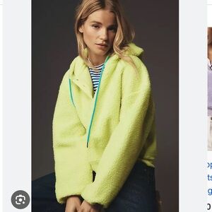 Porridge Anthropologie Quinn Sherpa Fleece Hoodie Yellow Size XL